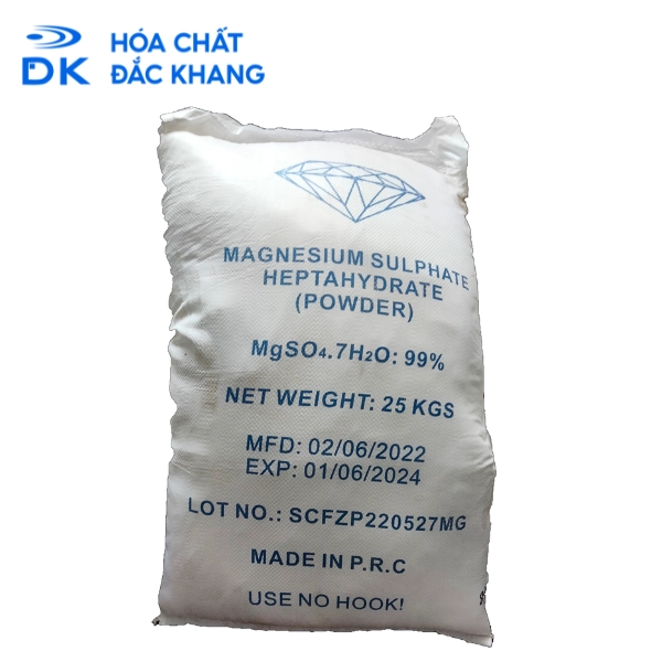 Magnesium Sulfate Heptahydrate MgSO4.7H2O 99.5%, Trung Quốc, 25kg/bao