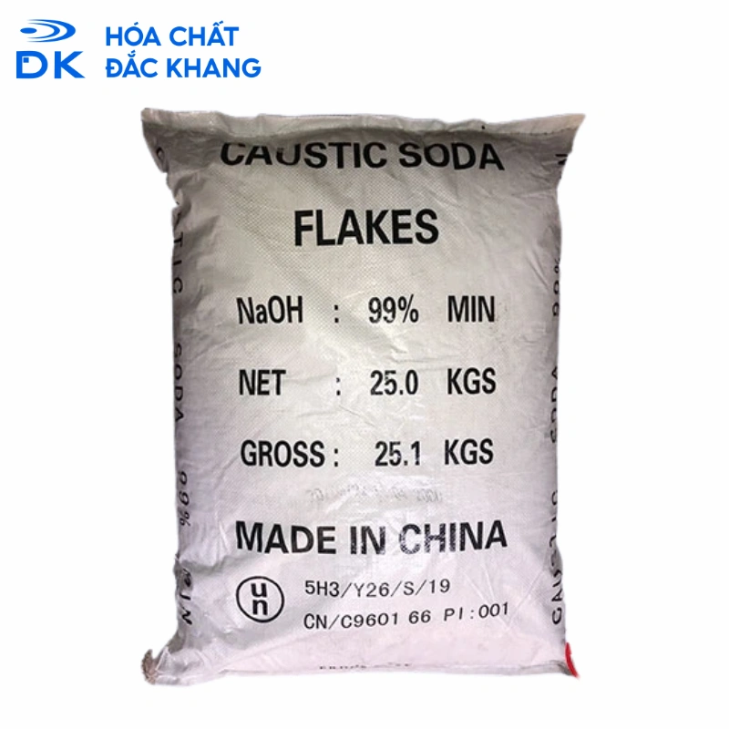 Sodium Hydroxide (Xút Vảy) NaOH 99%, Trung Quốc, 25kg/Bao