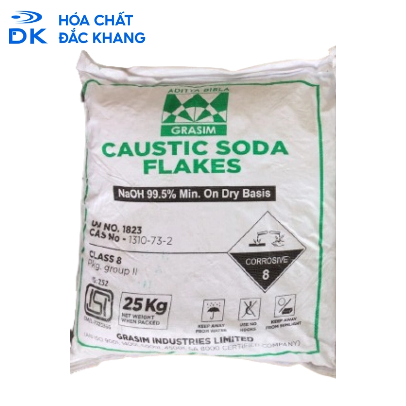 Sodium Hydroxide (Xút Vảy) NaOH 99%, Ấn Độ, 25kg/Bao