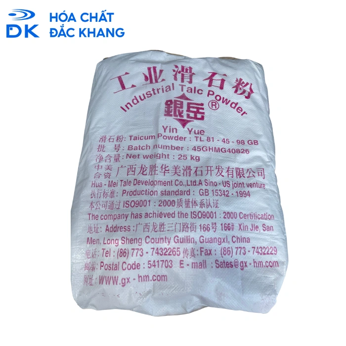 Bột Talc Mg3Si4O10(OH)2 90%, Trung Quốc, 25kg/Bao