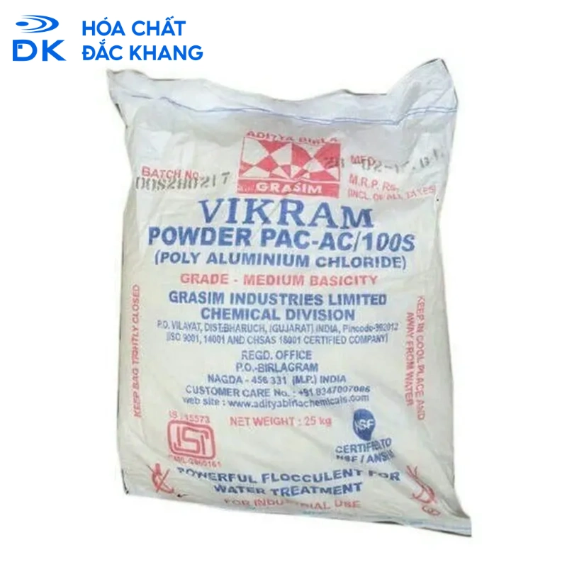Poly Aluminium Chloride (PAC Trắng) 31%, Ấn Độ, 25kg/Bao